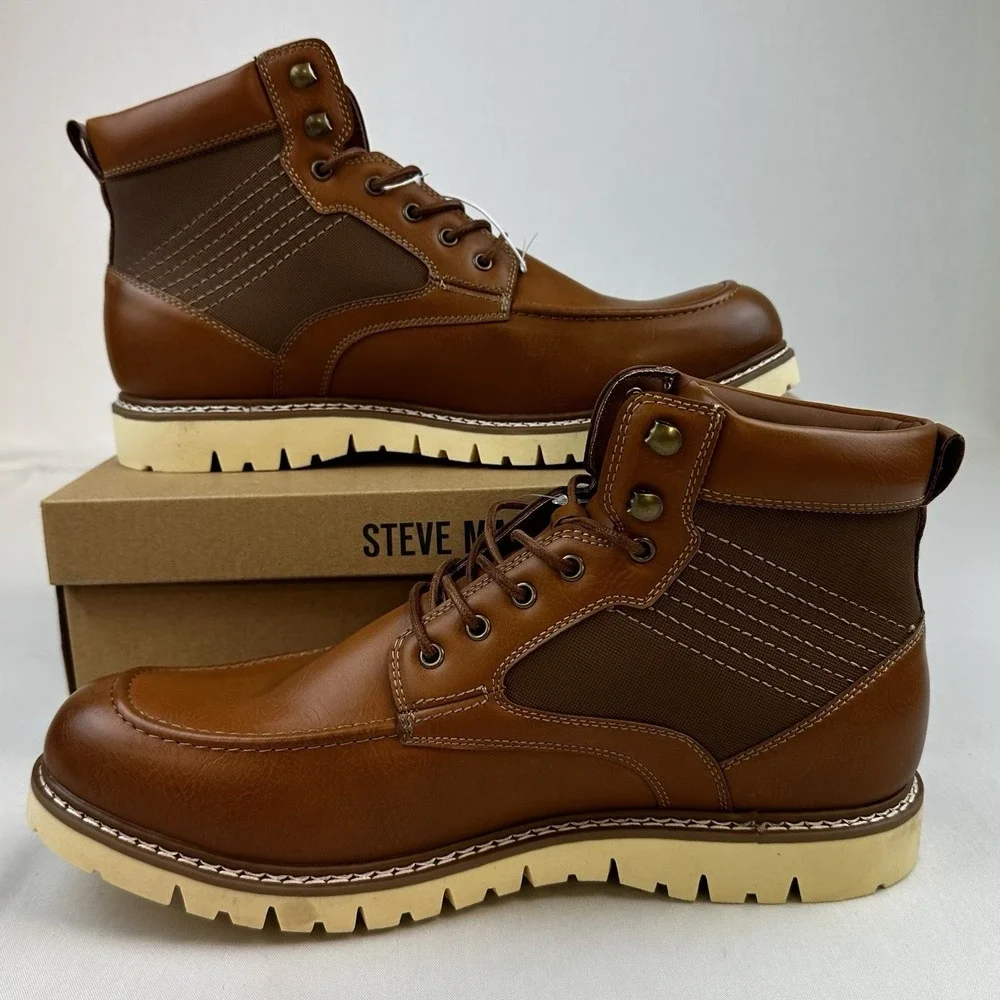 Steve‎ Madden Mens Chukka Boots P-Bleekr Cognac Sz. 13M Lace Up Ortholite
